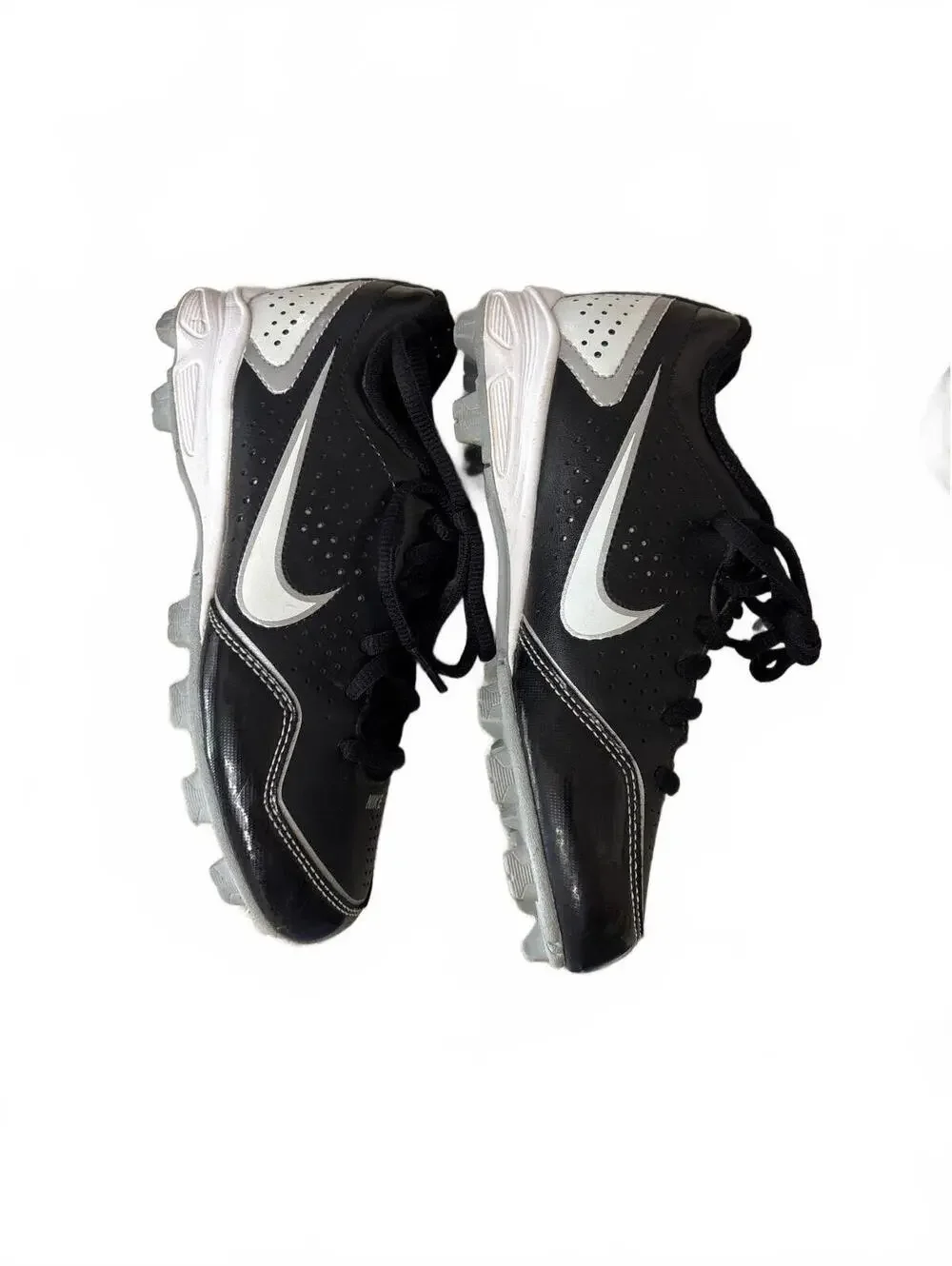 Nike Youth Baseball Cleats Black Silver Molded Soft Spikes 1Y